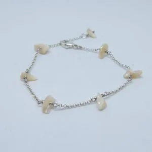 Bracelet maille jaseron en argent 925 millième et chutes de nacre