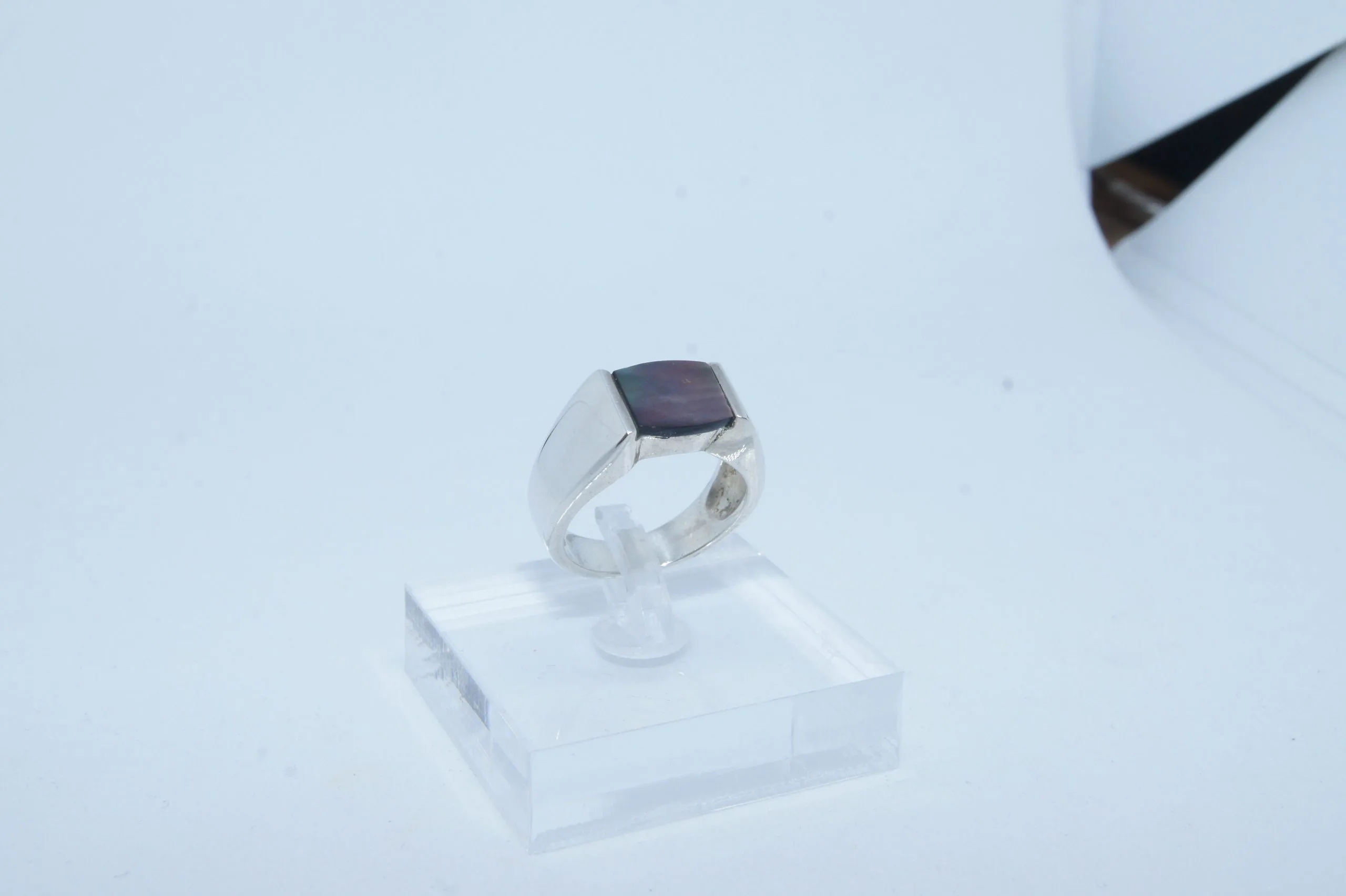 Chevalière argent 925 millième et nacre noire