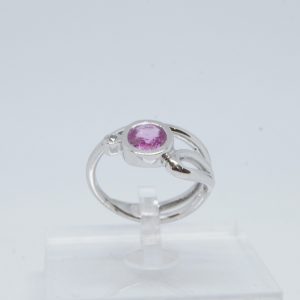 Bague or blanc saphir rose et diamant