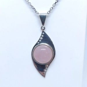 Pendentif argent et quartz rose 12mm