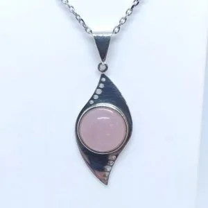 Pendentif argent et quartz rose 12mm