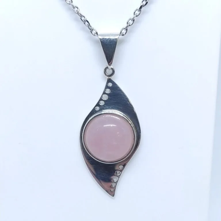 Pendentif argent et quartz rose 12mm