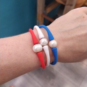 Bracelet perle de culture eau douce et silicone