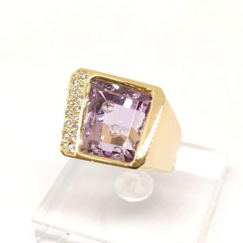Bague or améthste et diamants